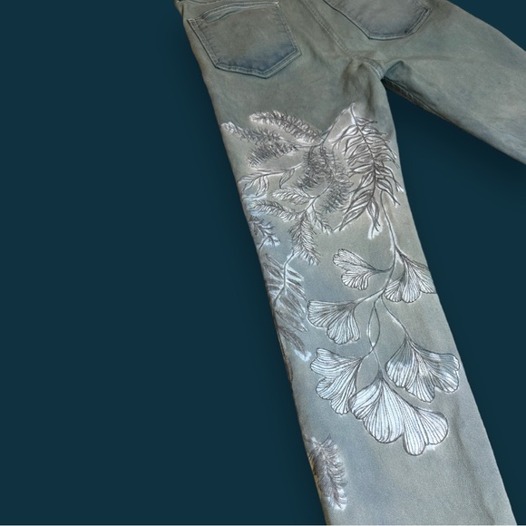 🎉HP🎉Originally NWT  Euchre Cigarette Jeans, Hand painted and Sage Dyed. 28 - Picture 5 of 13